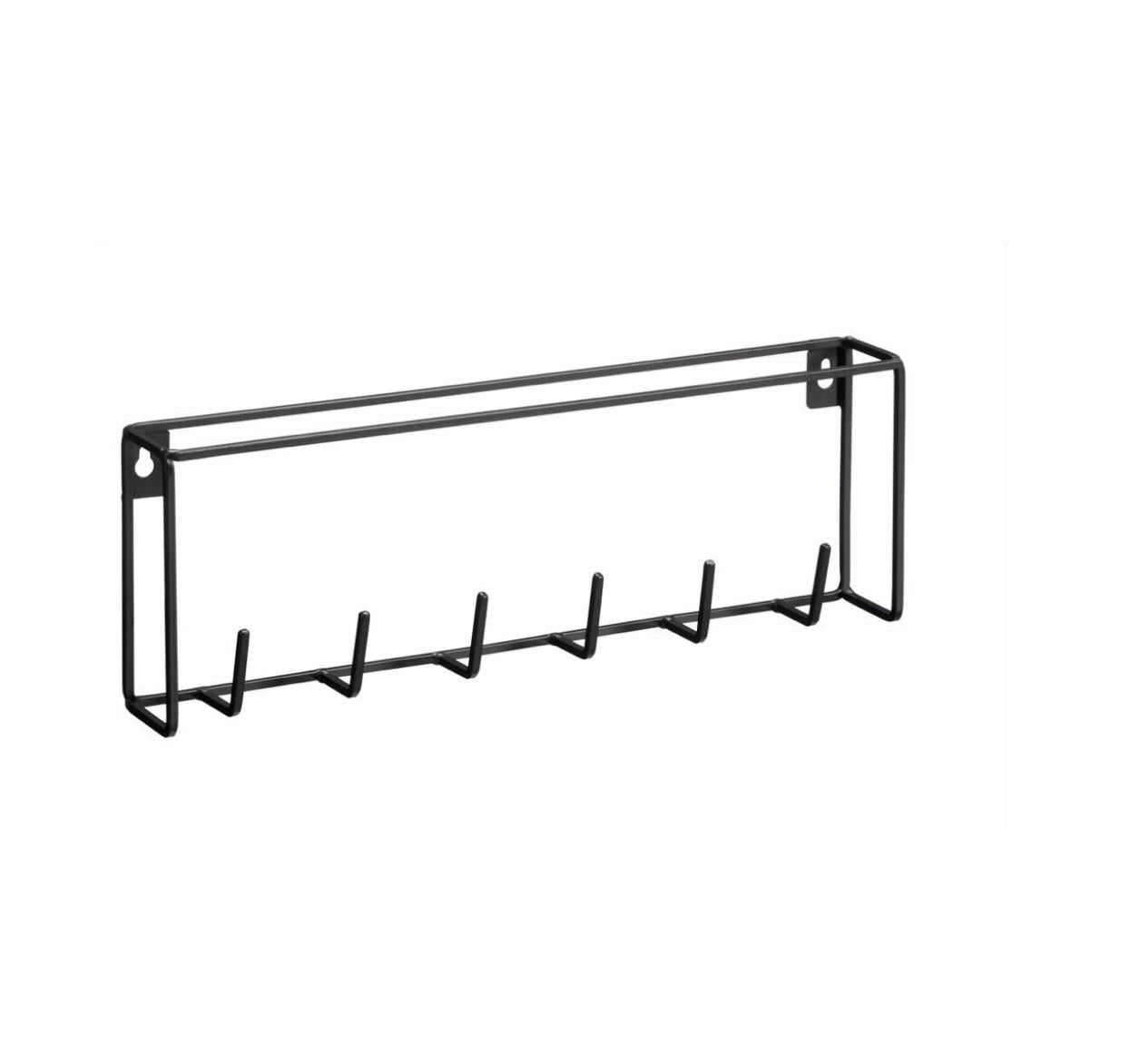 Schwarzes Küchenregal aus Metall – 6 Haken für Retro-Wohnwagen (Boho)