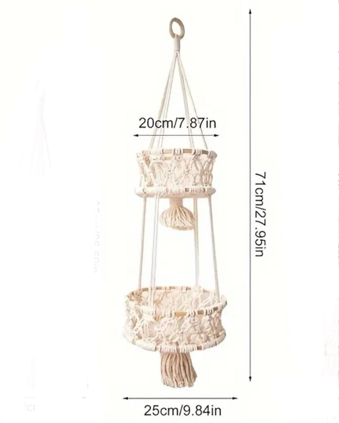 Boho-Hängekorb mit zwei Ebenen | Makramee für Wohnwagen und Wohnmobile