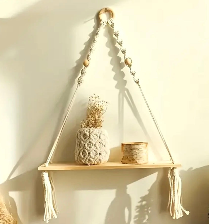 Boho-Wandregal für Wohnwagen – Skandinavisch & Makramee