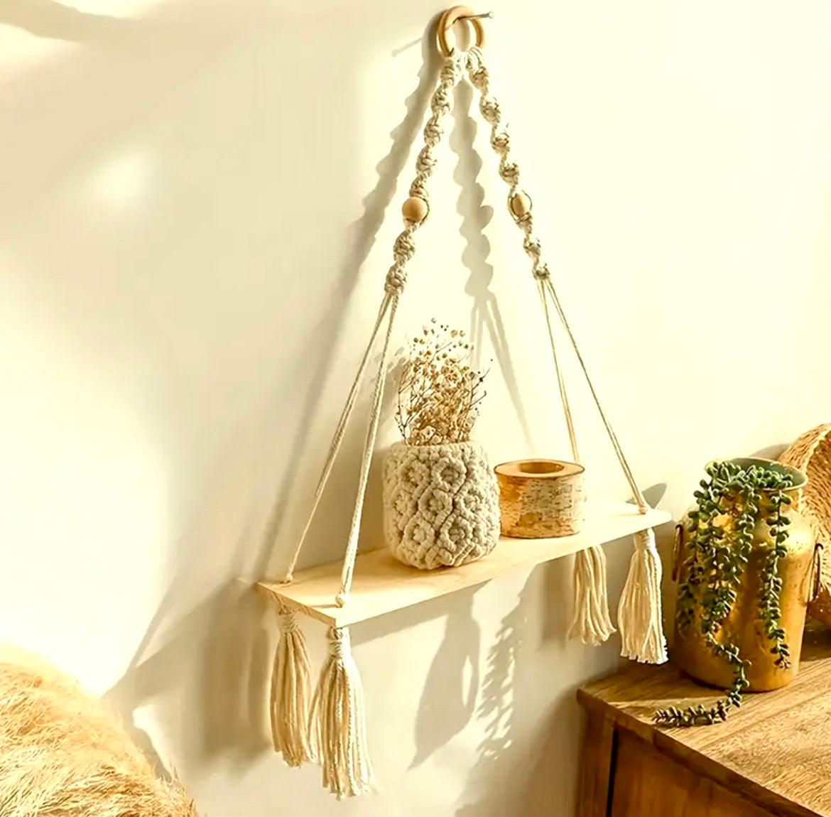 Boho-Wandregal für Wohnwagen – Skandinavisch & Makramee – Vintage Caravans