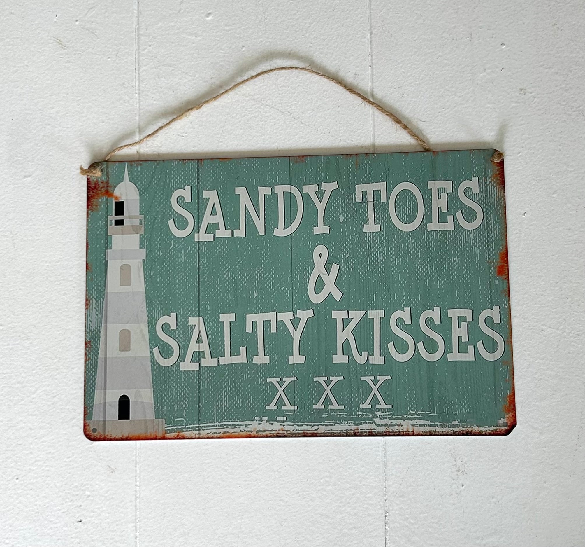 Retro-Wohnwagen-Schilddekoration: Sandy Toes & Salty Kisses