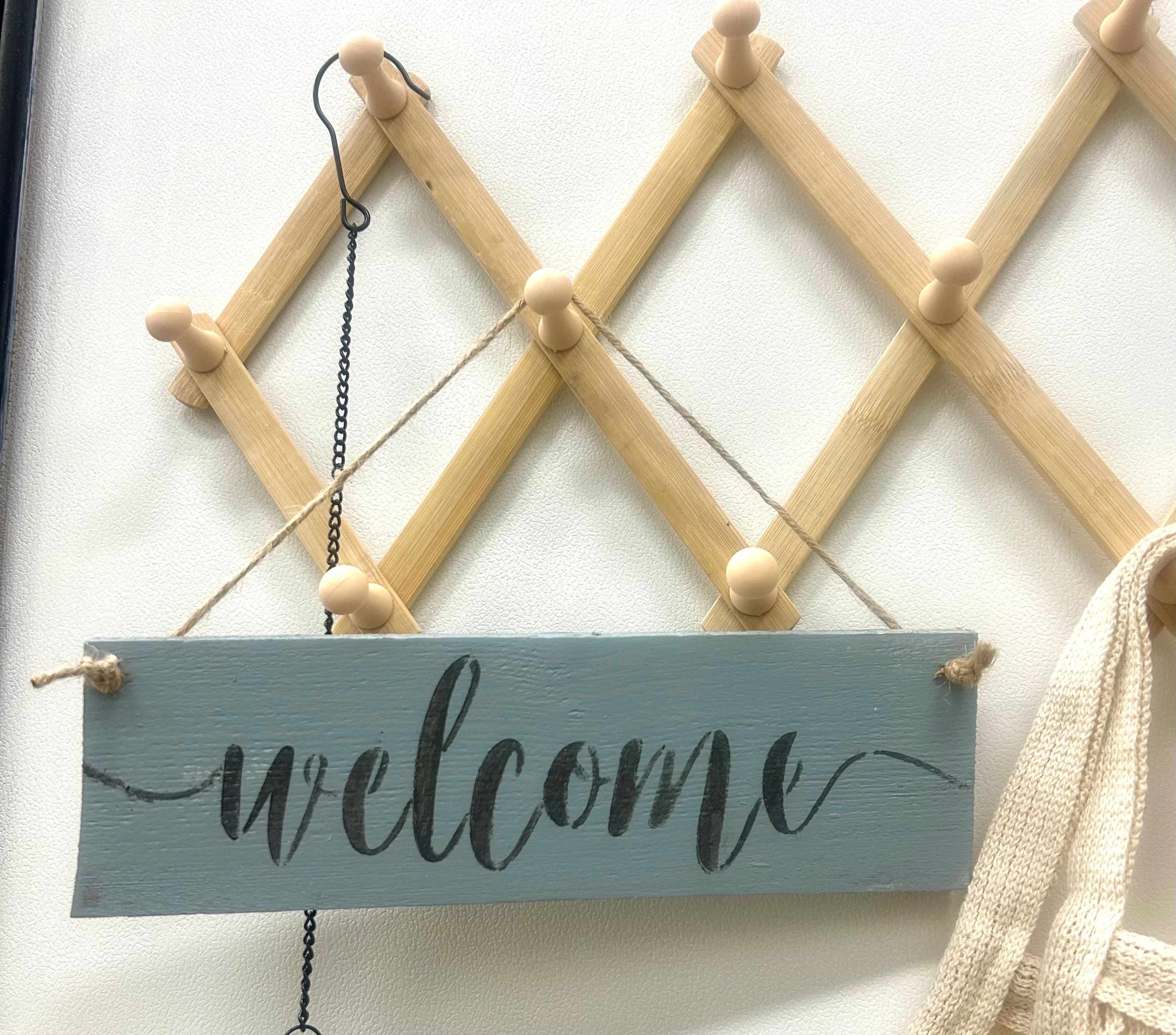 Stabiles Holzschild WILLKOMMEN