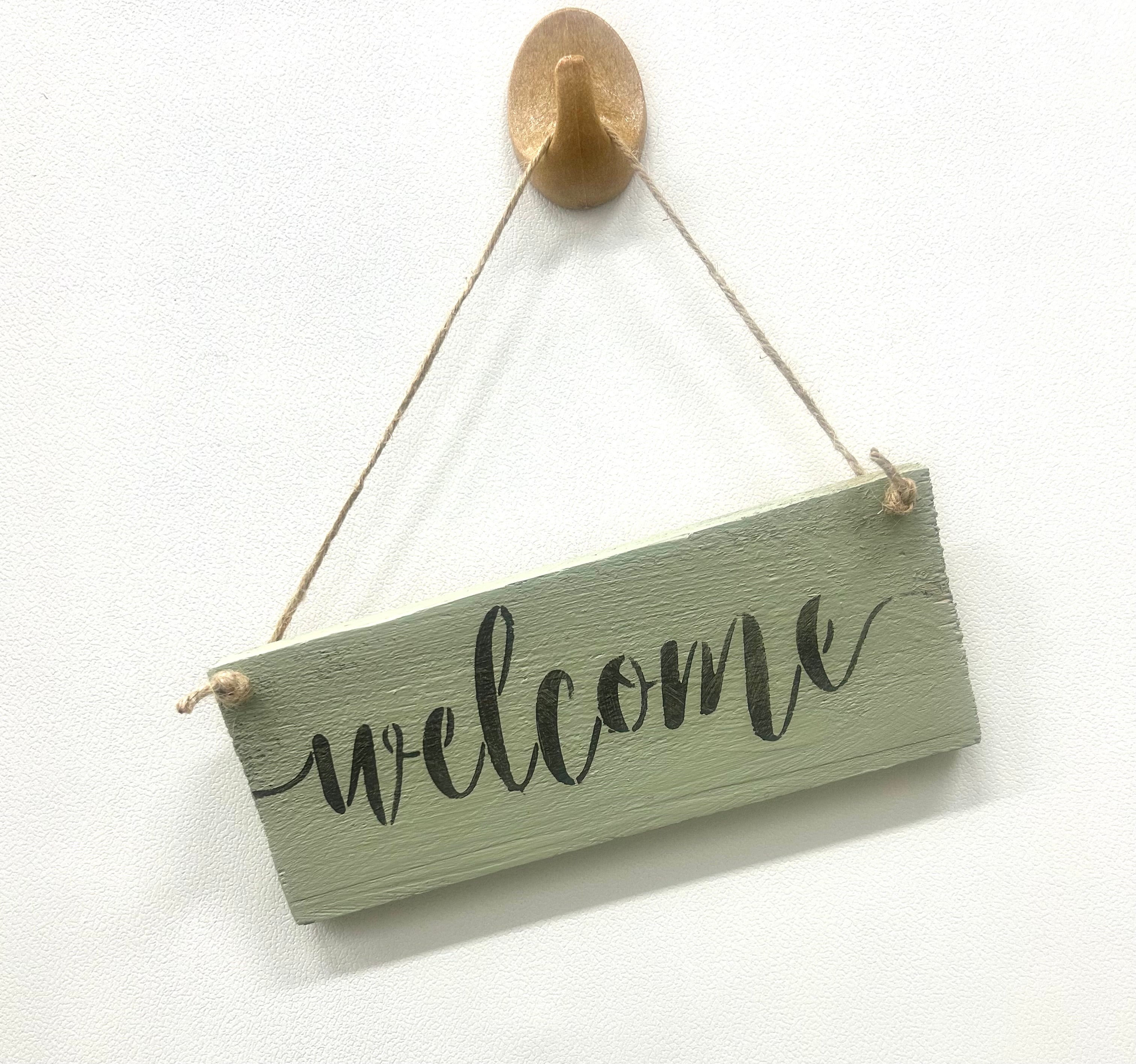 Stabiles Holzschild WILLKOMMEN