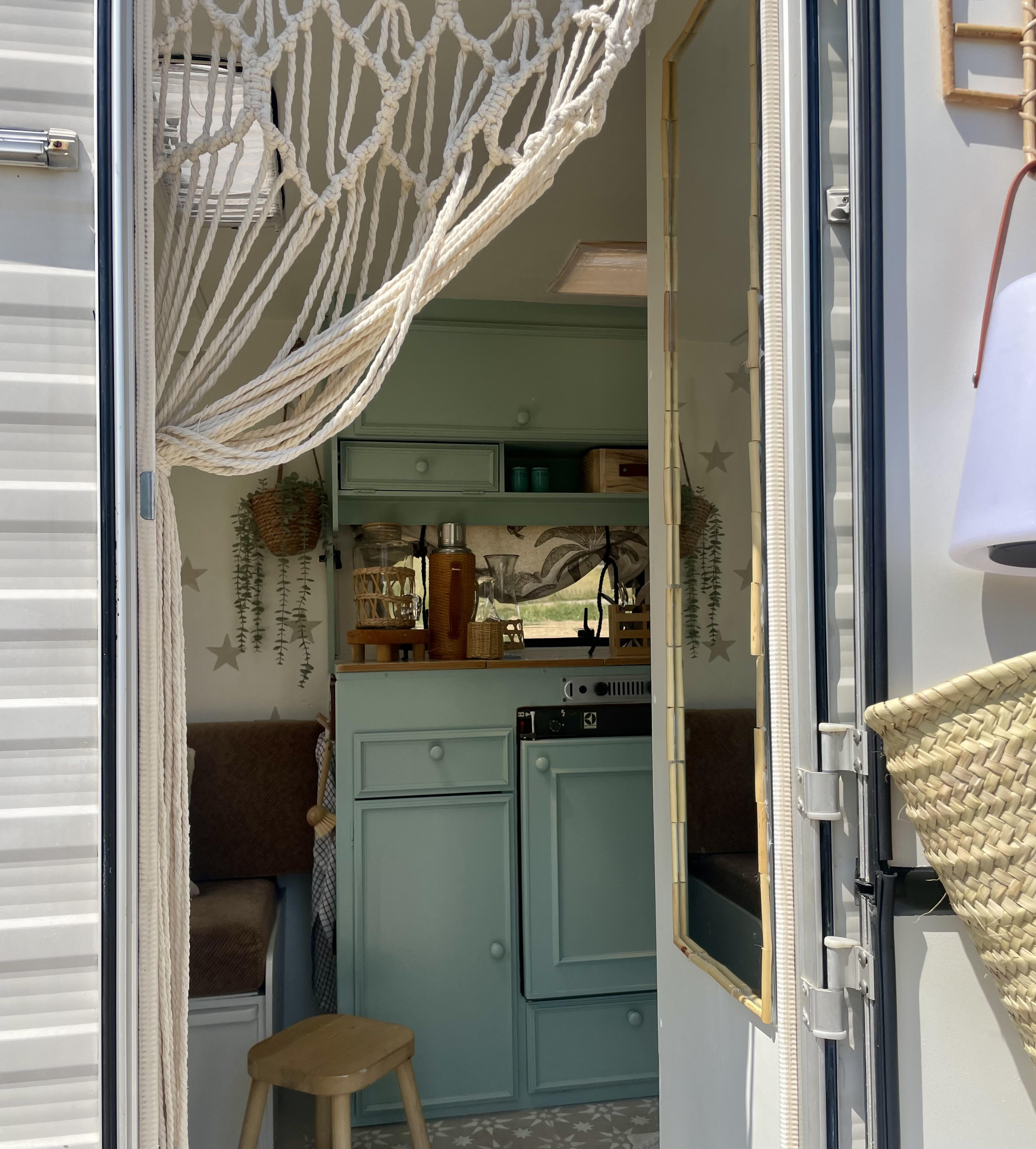 Boho-Türvorhang mit robustem Lederband