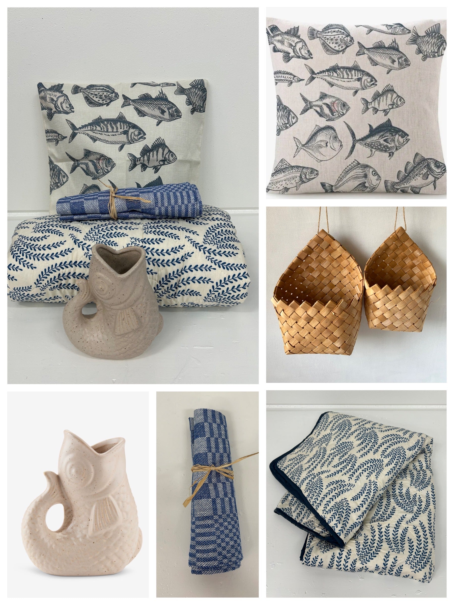 Beach Vibes Interieur-Set für Wohnwagen – Blau/Weiß