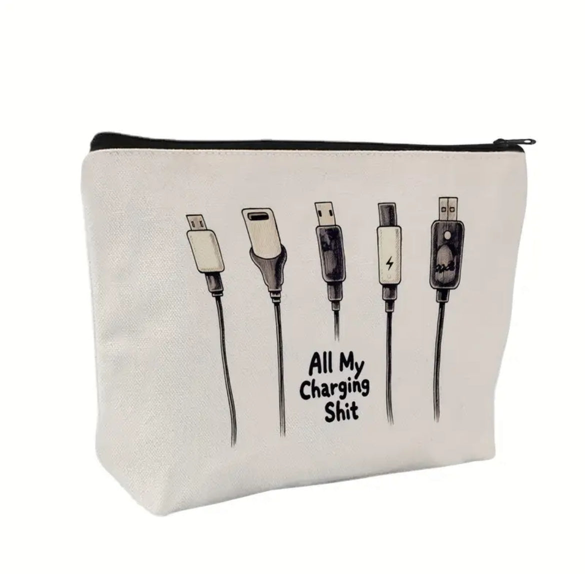 Beigefarbener Reiseorganizer für Kabel und Ladegeräte – im Boho-Stil