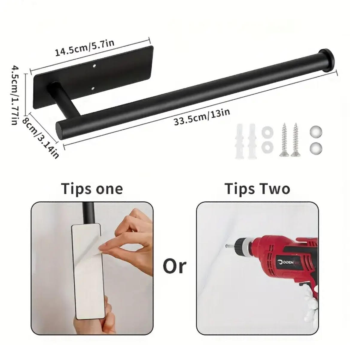 Schwarzer Küchenrollenhalter aus Metall – multifunktional für Wohnwagen