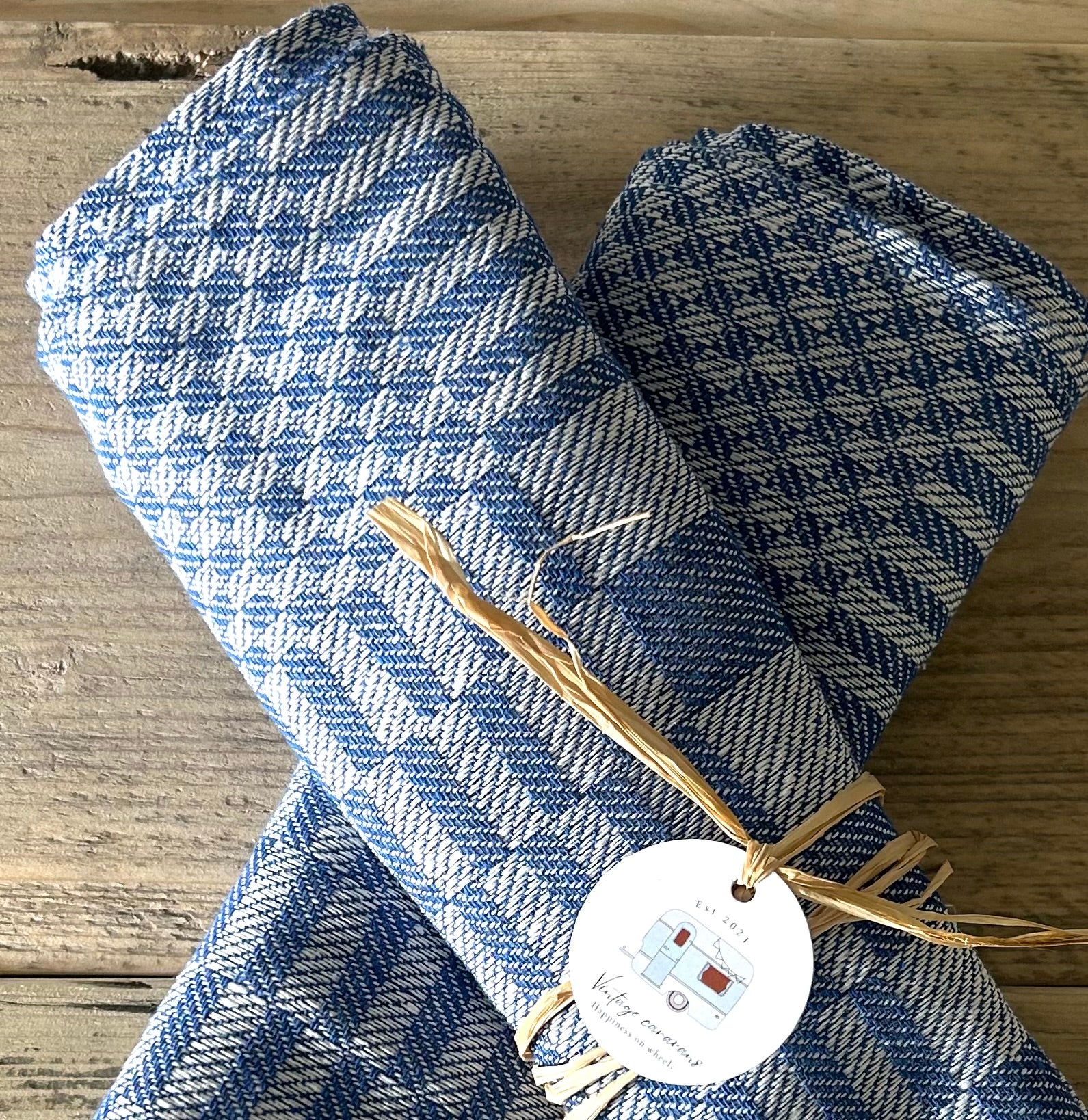 Beach Vibes Interieur-Set für Wohnwagen – Blau/Weiß