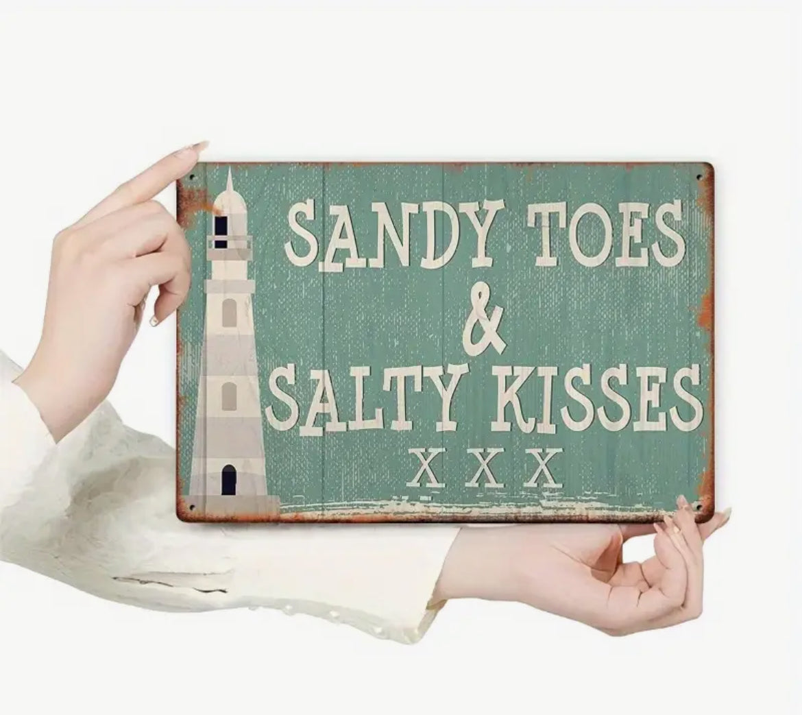 Retro-Wohnwagen-Schilddekoration: Sandy Toes & Salty Kisses