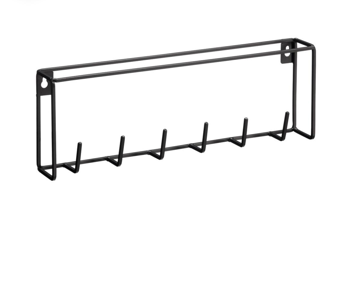 Schwarzes Küchenregal aus Metall – 6 Haken für Retro-Wohnwagen (Boho)